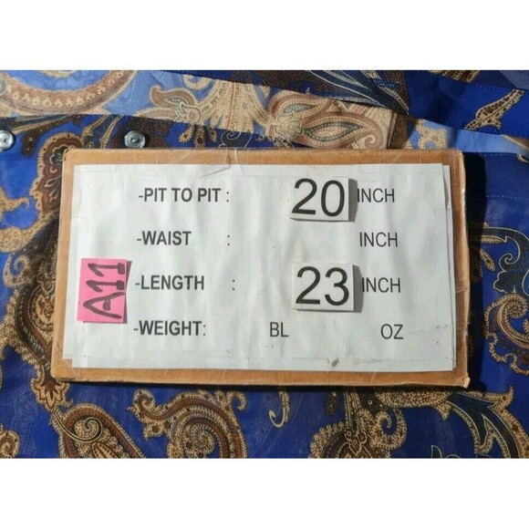 CHICO'S Women Royal Ravish Elenor Long SL Pattern Blue Grotto Size 8 Sheer A11A - Picture 7 of 7